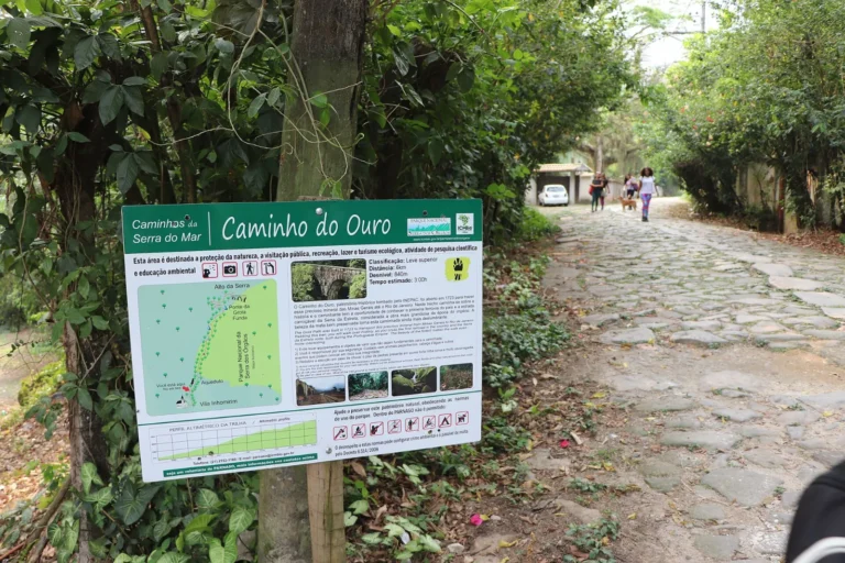 Trecho calçado de pedras do Caminho do Proença, variante do Caminho Novo da Estrada Real, em Raiz da Serra
