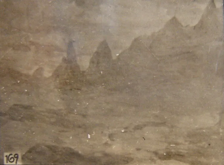 Pintura de Eliseu Visconti retratando o pico Dedo de Deus, em Teresópolis