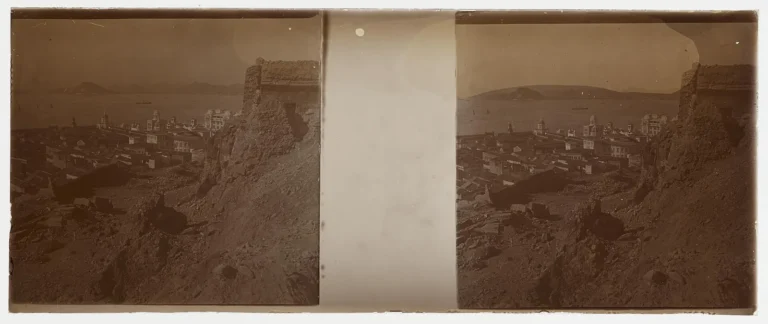 Fotografia em preto e branco do desmonte do Morro do Castelo, no centro do Rio de Janeiro